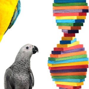 Bird Chew Toy Wooden Multicolored Medium Large