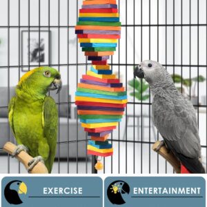 Bird Chew Toy Wooden Multicolored Medium Large - Image 4