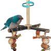 Bird Perch Rotating Wooden Stand Chew Toys