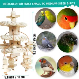 Natural Bird Toy Corn Husk Wood Vine Leather Cord - Image 2